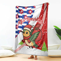 Cuba Christmas Blanket with Santa Hummingbird Cuban Flag Feliz Navidad and Snowflake - Wonder Print Shop