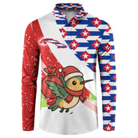 Cuba Christmas Button Sweatshirt with Santa Hummingbird Cuban Flag Feliz Navidad and Snowflake - Wonder Print Shop