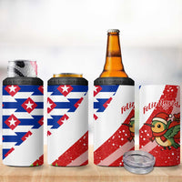Cuba Christmas 4 in 1 Can Cooler Tumbler with Santa Hummingbird Cuban Flag Feliz Navidad and Snowflake - Wonder Print Shop