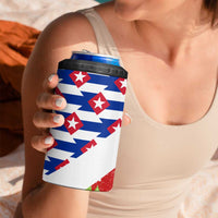 Cuba Christmas 4 in 1 Can Cooler Tumbler with Santa Hummingbird Cuban Flag Feliz Navidad and Snowflake - Wonder Print Shop