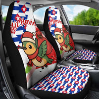 Cuba Christmas Car Seat Cover with Santa Hummingbird Cuban Flag Feliz Navidad and Snowflake - Wonder Print Shop