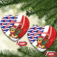 Cuba Christmas Ceramic Ornament with Santa Hummingbird Cuban Flag Feliz Navidad and Snowflake - Wonder Print Shop