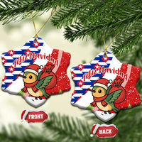 Cuba Christmas Ceramic Ornament with Santa Hummingbird Cuban Flag Feliz Navidad and Snowflake - Wonder Print Shop
