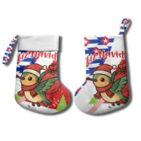 Cuba Christmas Stocking with Santa Hummingbird Cuban Flag Feliz Navidad and Snowflake - Wonder Print Shop