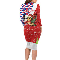 Cuba Christmas Family Matching Long Sleeve Bodycon Dress and Hawaiian Shirt with Santa Hummingbird Cuban Flag Feliz Navidad and Snowflake - Wonder Print Shop