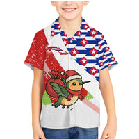 Cuba Christmas Family Matching Mermaid Dress and Hawaiian Shirt with Santa Hummingbird Cuban Flag Feliz Navidad and Snowflake - Wonder Print Shop