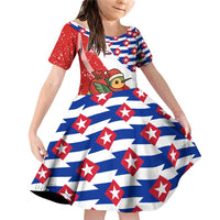 Cuba Christmas Family Matching Off Shoulder Short Dress and Hawaiian Shirt with Santa Hummingbird Cuban Flag Feliz Navidad and Snowflake - Wonder Print Shop