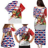 Cuba Christmas Family Matching Puletasi and Hawaiian Shirt with Santa Hummingbird Cuban Flag Feliz Navidad and Snowflake - Wonder Print Shop