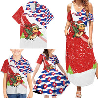Cuba Christmas Family Matching Summer Maxi Dress and Hawaiian Shirt with Santa Hummingbird Cuban Flag Feliz Navidad and Snowflake - Wonder Print Shop