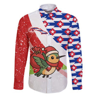 Cuba Christmas Family Matching Tank Maxi Dress and Hawaiian Shirt with Santa Hummingbird Cuban Flag Feliz Navidad and Snowflake - Wonder Print Shop