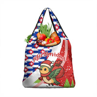 Cuba Christmas Grocery Bag with Santa Hummingbird Cuban Flag Feliz Navidad and Snowflake - Wonder Print Shop