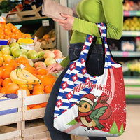 Cuba Christmas Grocery Bag with Santa Hummingbird Cuban Flag Feliz Navidad and Snowflake - Wonder Print Shop