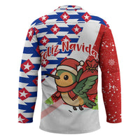 Cuba Christmas Hockey Jersey with Santa Hummingbird Cuban Flag Feliz Navidad and Snowflake - Wonder Print Shop