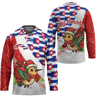 Cuba Christmas Hockey Jersey with Santa Hummingbird Cuban Flag Feliz Navidad and Snowflake - Wonder Print Shop