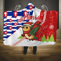 Cuba Christmas Hooded Blanket with Santa Hummingbird Cuban Flag Feliz Navidad and Snowflake - Wonder Print Shop