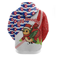 Cuba Christmas Hoodie with Santa Hummingbird Cuban Flag Feliz Navidad and Snowflake - Wonder Print Shop