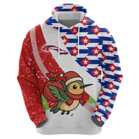 Cuba Christmas Hoodie with Santa Hummingbird Cuban Flag Feliz Navidad and Snowflake - Wonder Print Shop