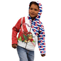 Cuba Christmas Kid Hoodie with Santa Hummingbird Cuban Flag Feliz Navidad and Snowflake - Wonder Print Shop