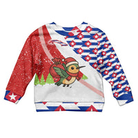 Cuba Christmas Kid Ugly Christmas Sweater with Santa Hummingbird Cuban Flag Feliz Navidad and Snowflake - Wonder Print Shop