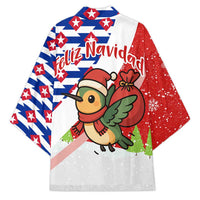 Cuba Christmas Kimono with Santa Hummingbird Cuban Flag Feliz Navidad and Snowflake - Wonder Print Shop
