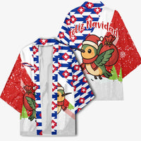 Cuba Christmas Kimono with Santa Hummingbird Cuban Flag Feliz Navidad and Snowflake - Wonder Print Shop