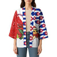 Cuba Christmas Kimono with Santa Hummingbird Cuban Flag Feliz Navidad and Snowflake - Wonder Print Shop