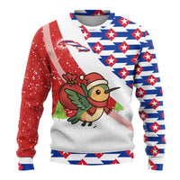 Cuba Christmas Ugly Christmas Sweater with Santa Hummingbird Cuban Flag Feliz Navidad and Snowflake - Wonder Print Shop