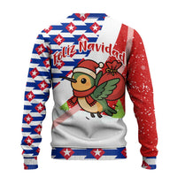 Cuba Christmas Ugly Christmas Sweater with Santa Hummingbird Cuban Flag Feliz Navidad and Snowflake - Wonder Print Shop