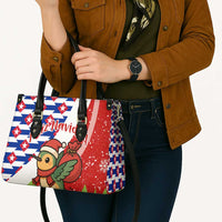 Cuba Christmas Leather Bag with Santa Hummingbird Cuban Flag Feliz Navidad and Snowflake - Wonder Print Shop
