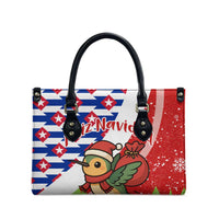 Cuba Christmas Leather Bag with Santa Hummingbird Cuban Flag Feliz Navidad and Snowflake - Wonder Print Shop