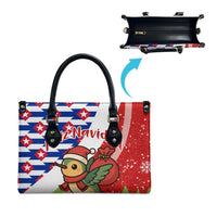 Cuba Christmas Leather Bag with Santa Hummingbird Cuban Flag Feliz Navidad and Snowflake - Wonder Print Shop
