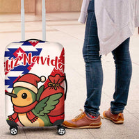 Cuba Christmas Luggage Cover with Santa Hummingbird Cuban Flag Feliz Navidad and Snowflake - Wonder Print Shop