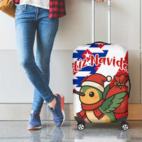 Cuba Christmas Luggage Cover with Santa Hummingbird Cuban Flag Feliz Navidad and Snowflake - Wonder Print Shop