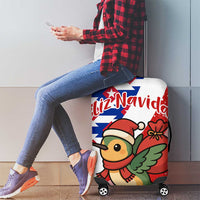 Cuba Christmas Luggage Cover with Santa Hummingbird Cuban Flag Feliz Navidad and Snowflake - Wonder Print Shop