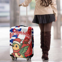 Cuba Christmas Luggage Cover with Santa Hummingbird Cuban Flag Feliz Navidad and Snowflake - Wonder Print Shop