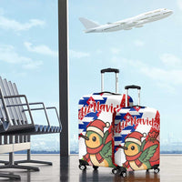 Cuba Christmas Luggage Cover with Santa Hummingbird Cuban Flag Feliz Navidad and Snowflake - Wonder Print Shop