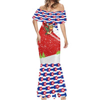 Cuba Christmas Mermaid Dress with Santa Hummingbird Cuban Flag Feliz Navidad and Snowflake - Wonder Print Shop