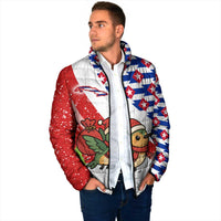 Cuba Christmas Padded Jacket with Santa Hummingbird Cuban Flag Feliz Navidad and Snowflake - Wonder Print Shop