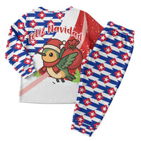 Cuba Christmas Pajama Set with Santa Hummingbird Cuban Flag Feliz Navidad and Snowflake - Wonder Print Shop