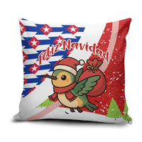 Cuba Christmas Pillow Cover with Santa Hummingbird Cuban Flag Feliz Navidad and Snowflake - Wonder Print Shop