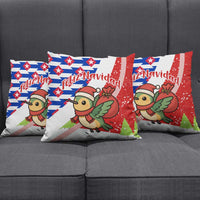 Cuba Christmas Pillow Cover with Santa Hummingbird Cuban Flag Feliz Navidad and Snowflake - Wonder Print Shop