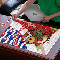 Cuba Christmas Puzzle with Santa Hummingbird Cuban Flag Feliz Navidad and Snowflake - Wonder Print Shop