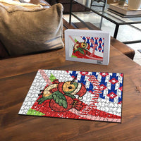 Cuba Christmas Puzzle with Santa Hummingbird Cuban Flag Feliz Navidad and Snowflake - Wonder Print Shop