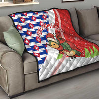 Cuba Christmas Quilt with Santa Hummingbird Cuban Flag Feliz Navidad and Snowflake - Wonder Print Shop