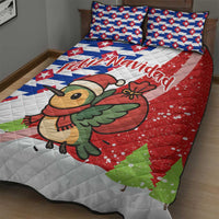 Cuba Christmas Quilt Bed Set with Santa Hummingbird Cuban Flag Feliz Navidad and Snowflake - Wonder Print Shop