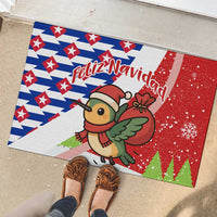 Cuba Christmas Rubber Doormat with Santa Hummingbird Cuban Flag Feliz Navidad and Snowflake - Wonder Print Shop