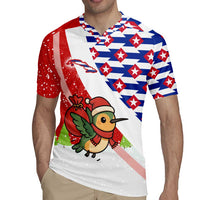 Cuba Christmas Rugby Jersey with Santa Hummingbird Cuban Flag Feliz Navidad and Snowflake - Wonder Print Shop