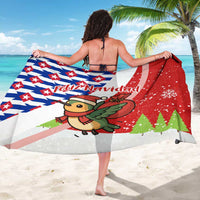 Cuba Christmas Sarong with Santa Hummingbird Cuban Flag Feliz Navidad and Snowflake - Wonder Print Shop