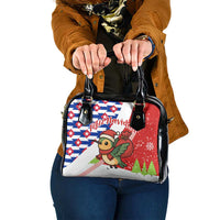 Cuba Christmas Shoulder Handbag with Santa Hummingbird Cuban Flag Feliz Navidad and Snowflake - Wonder Print Shop