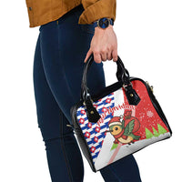 Cuba Christmas Shoulder Handbag with Santa Hummingbird Cuban Flag Feliz Navidad and Snowflake - Wonder Print Shop